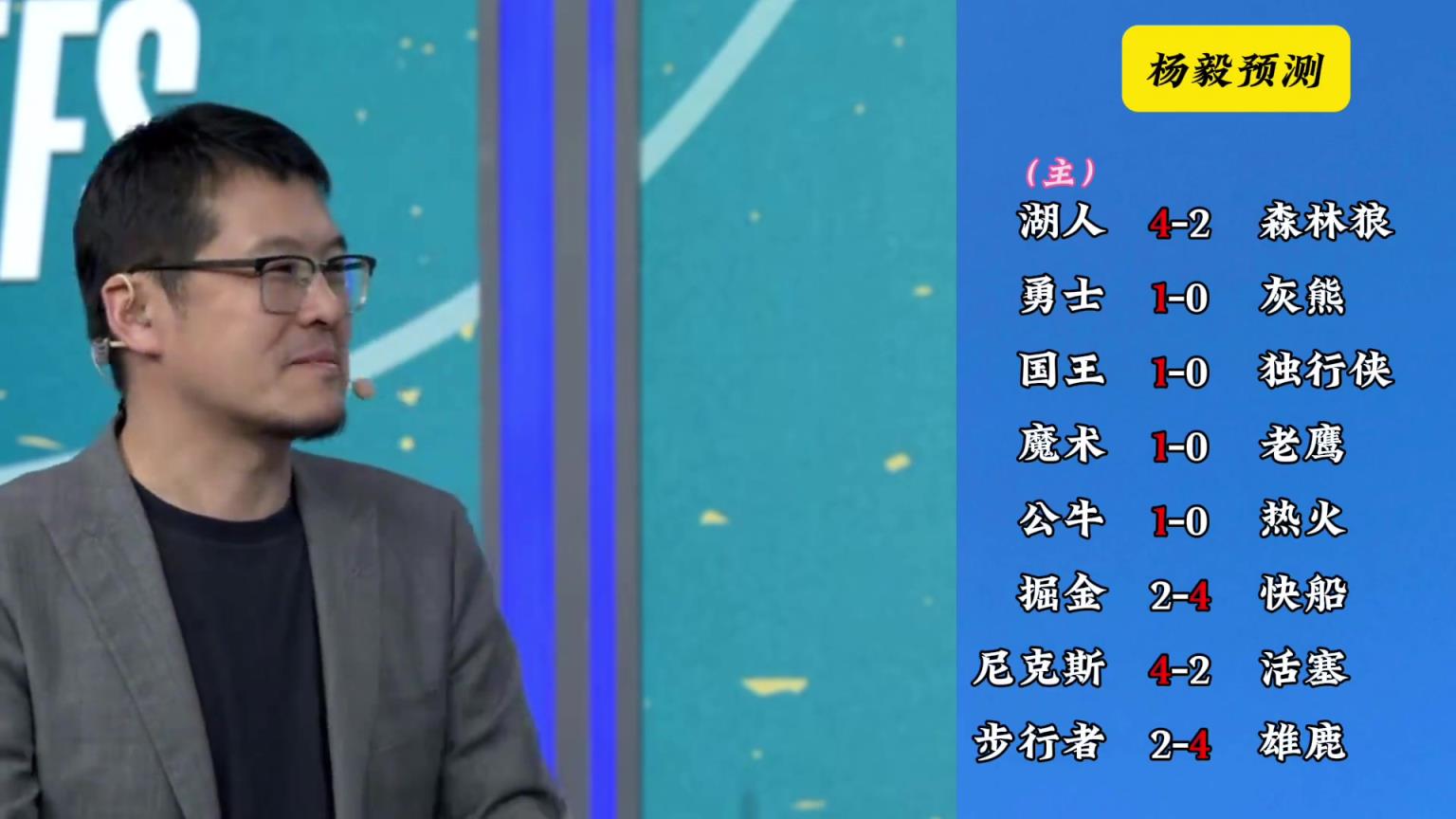 明燈來(lái)了！看看楊毅的季后賽預(yù)測(cè)：湖人4-2狼 快船4-2掘金